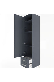 Hyperion Dolap 4 Raflı 2 Çekmeceli Tek Kapaklı 44x44x195 Antrasit-Antrasit