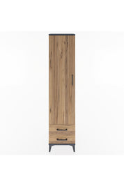 Hyperion Dolap 4 Raflı 2 Çekmeceli Tek Kapaklı 44x44x195 Antrasit-Çam