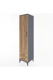 Hyperion Dolap 4 Raflı 2 Çekmeceli Tek Kapaklı 44x44x195 Antrasit-Çam