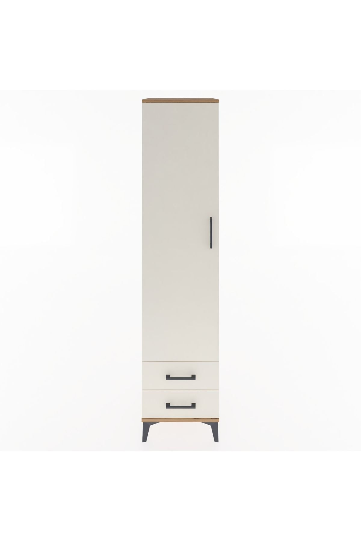 Hyperion Dolap 4 Raflı 2 Çekmeceli Tek Kapaklı 44x44x195 Çam-Aytaşı