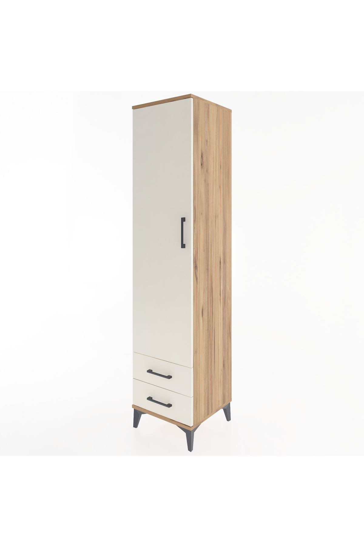 Hyperion Dolap 4 Raflı 2 Çekmeceli Tek Kapaklı 44x44x195 Çam-Aytaşı