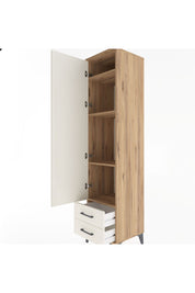 Hyperion Dolap 4 Raflı 2 Çekmeceli Tek Kapaklı 44x44x195 Çam-Aytaşı