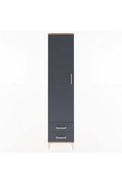 Hyperion Dolap 4 Raflı 2 Çekmeceli Tek Kapaklı 44x44x195 Çam-Antrasit