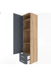 Hyperion Dolap 4 Raflı 2 Çekmeceli Tek Kapaklı 44x44x195 Çam-Antrasit