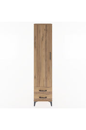 Hyperion Dolap 4 Raflı 2 Çekmeceli Tek Kapaklı 44x44x195 Çam-Çam