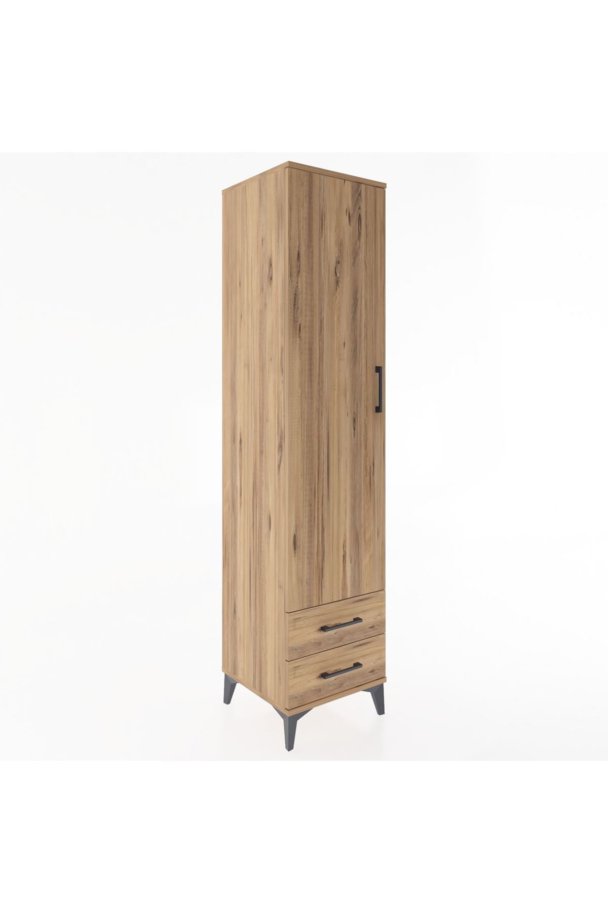 Hyperion Dolap 4 Raflı 2 Çekmeceli Tek Kapaklı 44x44x195 Çam-Çam