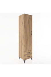 Hyperion Dolap 4 Raflı 2 Çekmeceli Tek Kapaklı 44x44x195 Çam-Çam