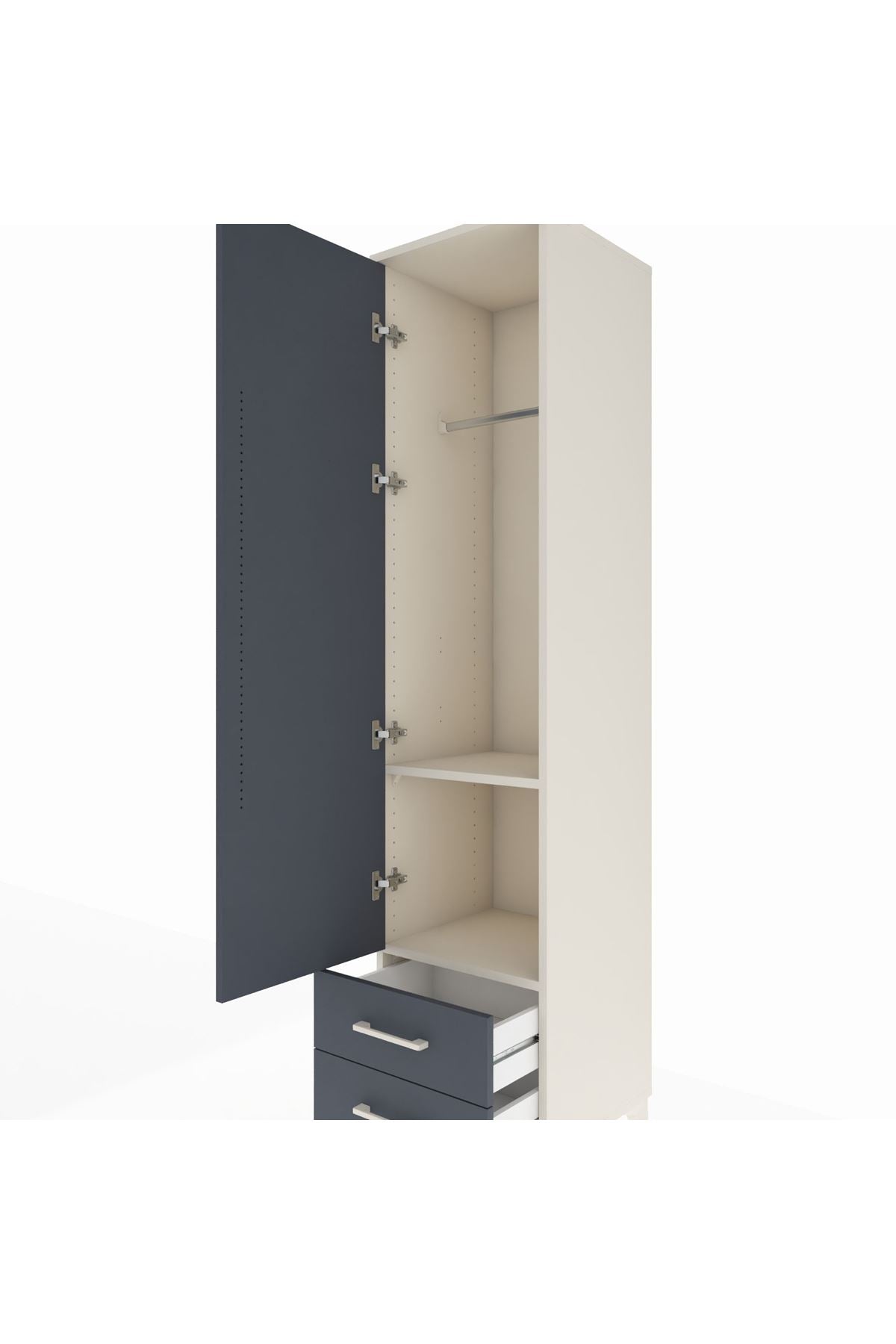 Hyperion Dolap 2 Raflı 2 Çekmeceli Tek Askılı 44x44x195 Aytaşı-Antrasit