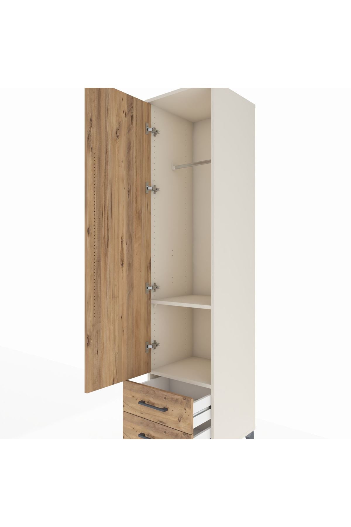 Hyperion Dolap 2 Raflı 2 Çekmeceli Tek Askılı 44x44x195 Aytaşı-Çam