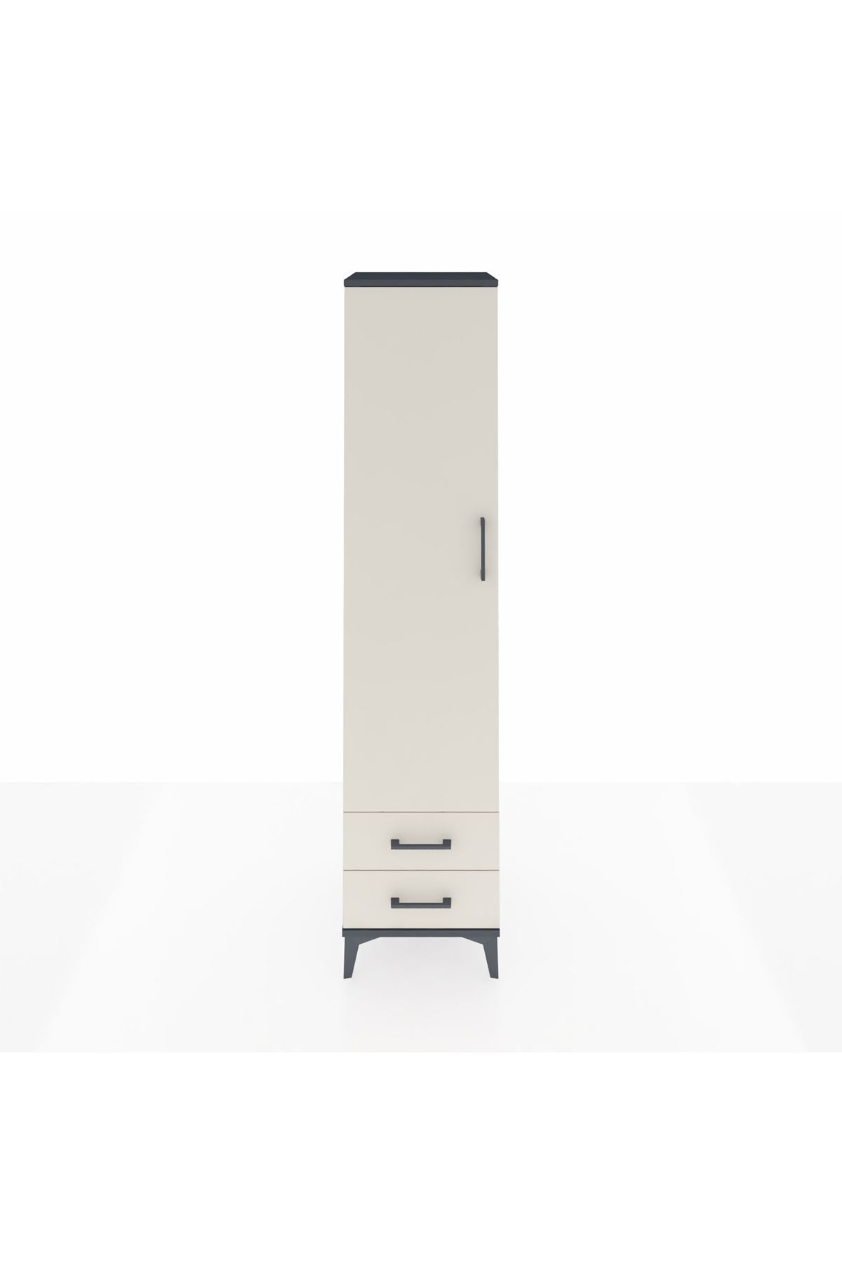 Hyperion Dolap 2 Raflı 2 Çekmeceli Tek Askılı 44x44x195 Antrasit-Aytaşı