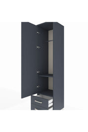 Hyperion Dolap 2 Raflı 2 Çekmeceli Tek Askılı 44x44x195 Antrasit-Antrasit