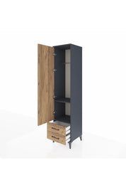 Hyperion Dolap 2 Raflı 2 Çekmeceli Tek Askılı 44x44x195 Antrasit-Çam