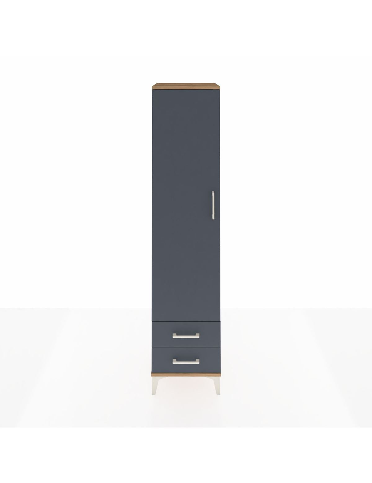 Hyperion Dolap 2 Raflı 2 Çekmeceli Tek Askılı 44x44x195 Çam-Antrasit