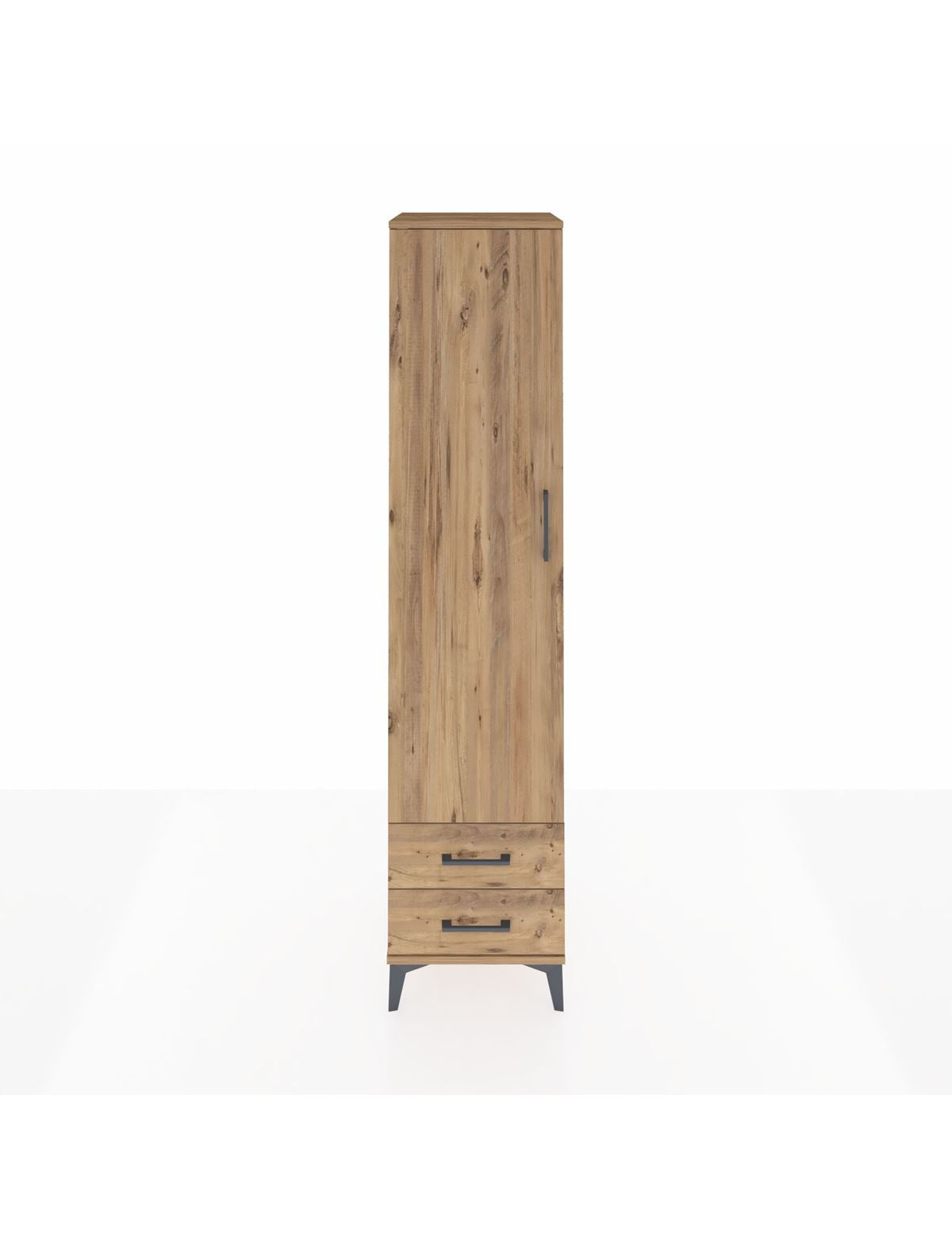 Hyperion Dolap 2 Raflı 2 Çekmeceli Tek Askılı 44x44x195 Çam-Çam