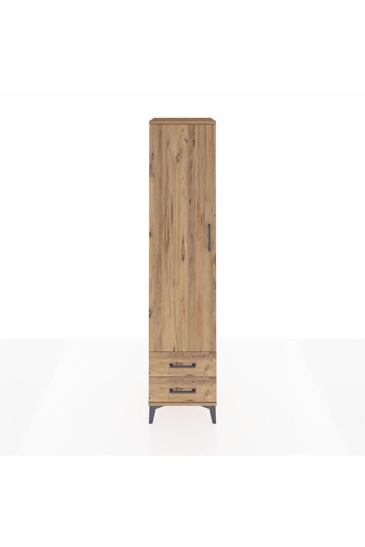 Hyperion Dolap 2 Raflı 2 Çekmeceli Tek Askılı 44x44x195 Çam-Çam