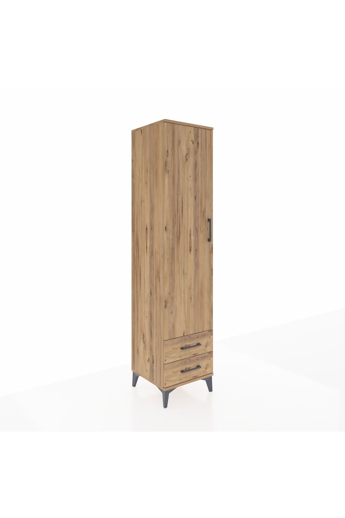 Hyperion Dolap 2 Raflı 2 Çekmeceli Tek Askılı 44x44x195 Çam-Çam