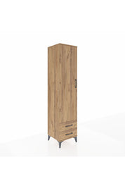 Hyperion Dolap 2 Raflı 2 Çekmeceli Tek Askılı 44x44x195 Çam-Çam