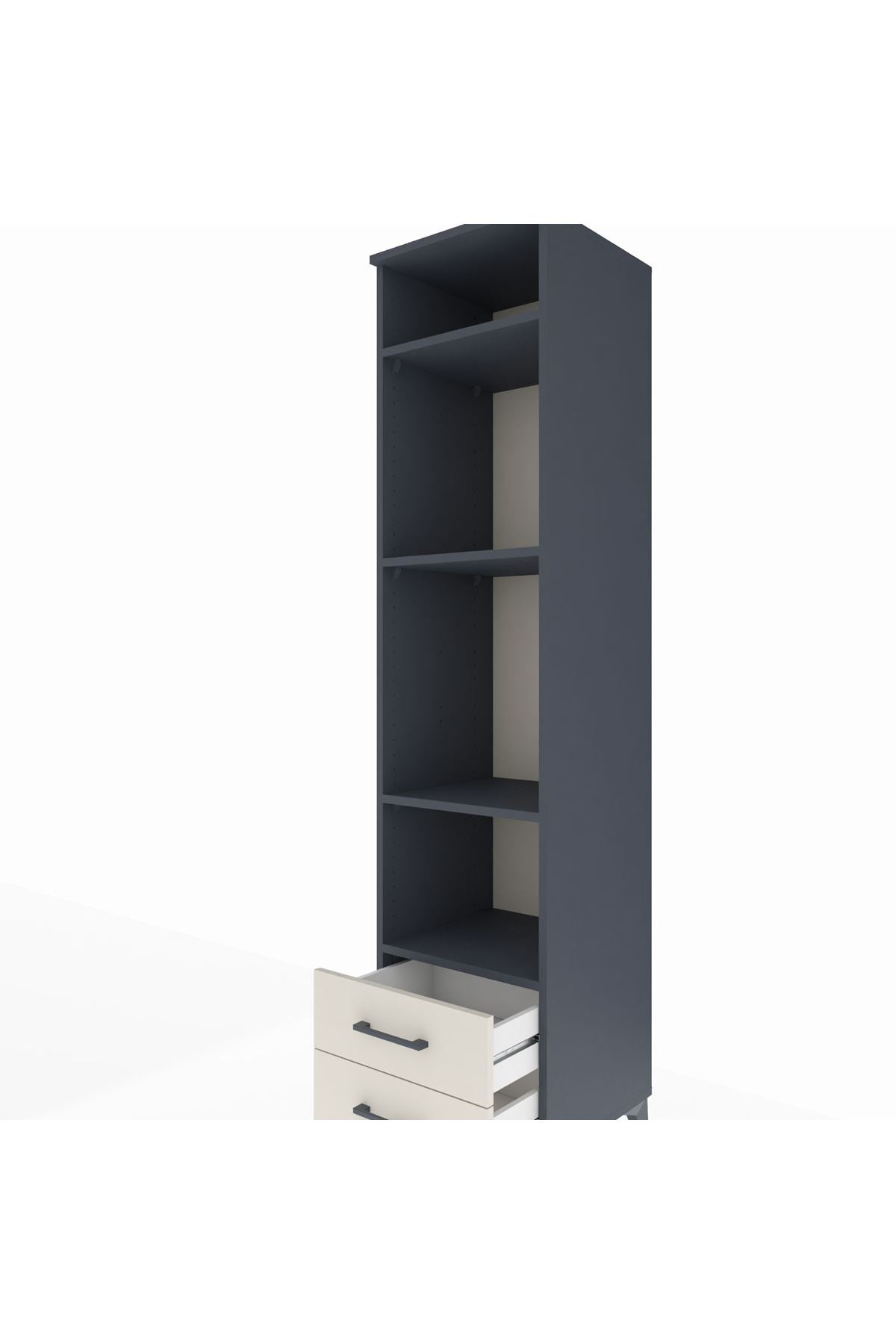 Hyperion Dolap 4 Raflı 2 Çekmeceli 44x44x195 Antrasit-Aytaşı