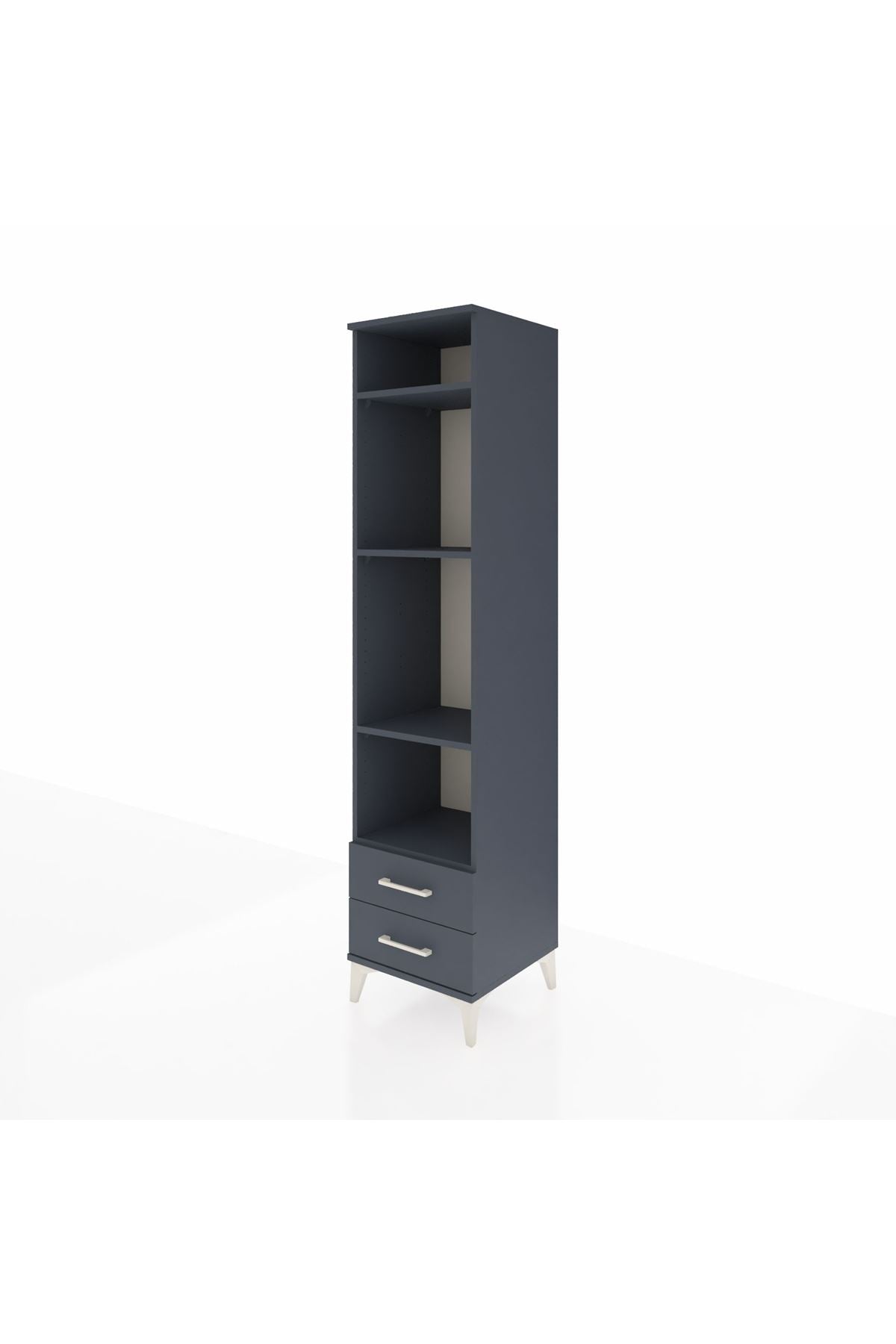 Hyperion Dolap 4 Raflı 2 Çekmeceli 44x44x195 Antrasit-Antrasit