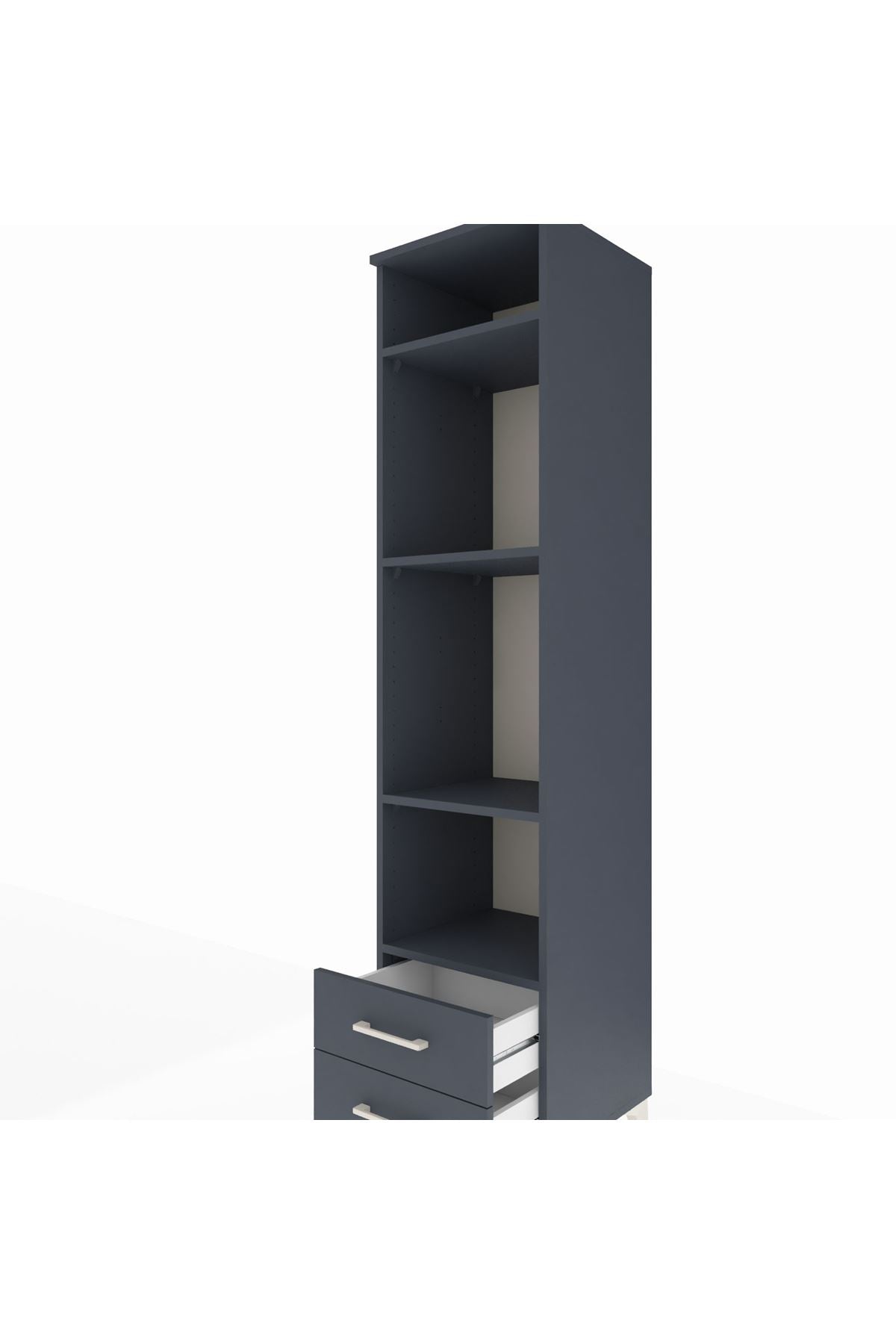 Hyperion Dolap 4 Raflı 2 Çekmeceli 44x44x195 Antrasit-Antrasit