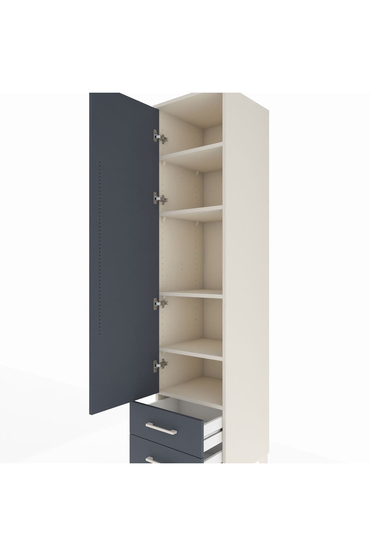 Hyperion Dolap 5 Raflı 2 Çekmeceli Tek Kapaklı 44x44x195 Aytaşı-Antrasit