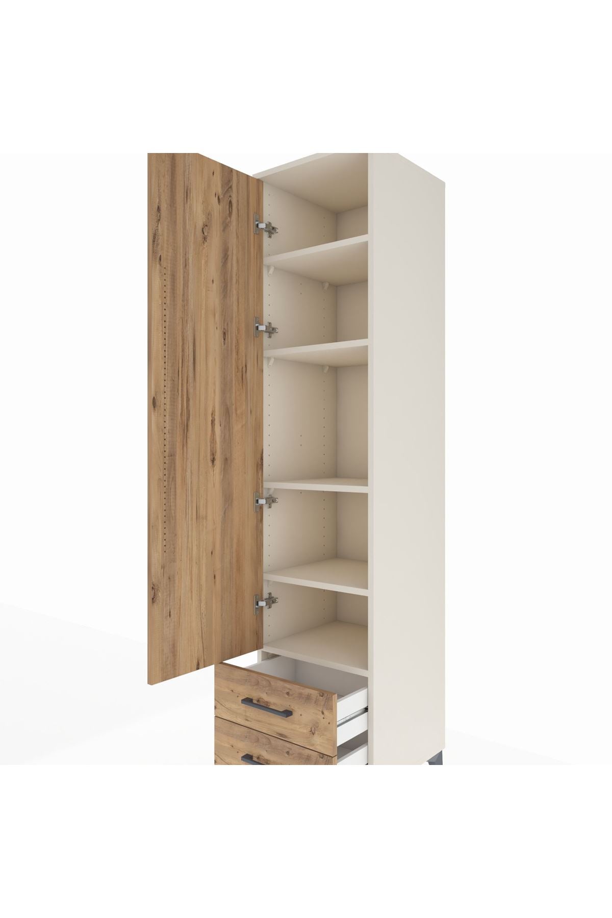 Hyperion Dolap 5 Raflı 2 Çekmeceli Tek Kapaklı 44x44x195 Aytaşı-Çam