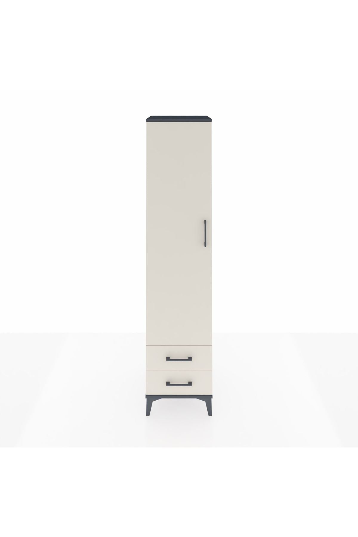 Hyperion Dolap 5 Raflı 2 Çekmeceli Tek Kapaklı 44x44x195 Antrasit-Aytaşı