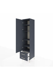 Hyperion Dolap 5 Raflı 2 Çekmeceli Tek Kapaklı 44x44x195 Antrasit-Antrasit