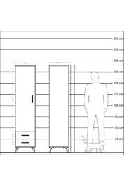 Hyperion Dolap 5 Raflı 2 Çekmeceli Tek Kapaklı 44x44x195 Antrasit-Antrasit