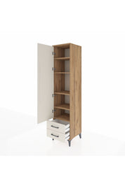 Hyperion Dolap 5 Raflı 2 Çekmeceli Tek Kapaklı 44x44x195 Çam-Aytaşı