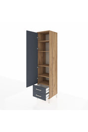 Hyperion Dolap 5 Raflı 2 Çekmeceli Tek Kapaklı 44x44x195 Çam-Antrasit