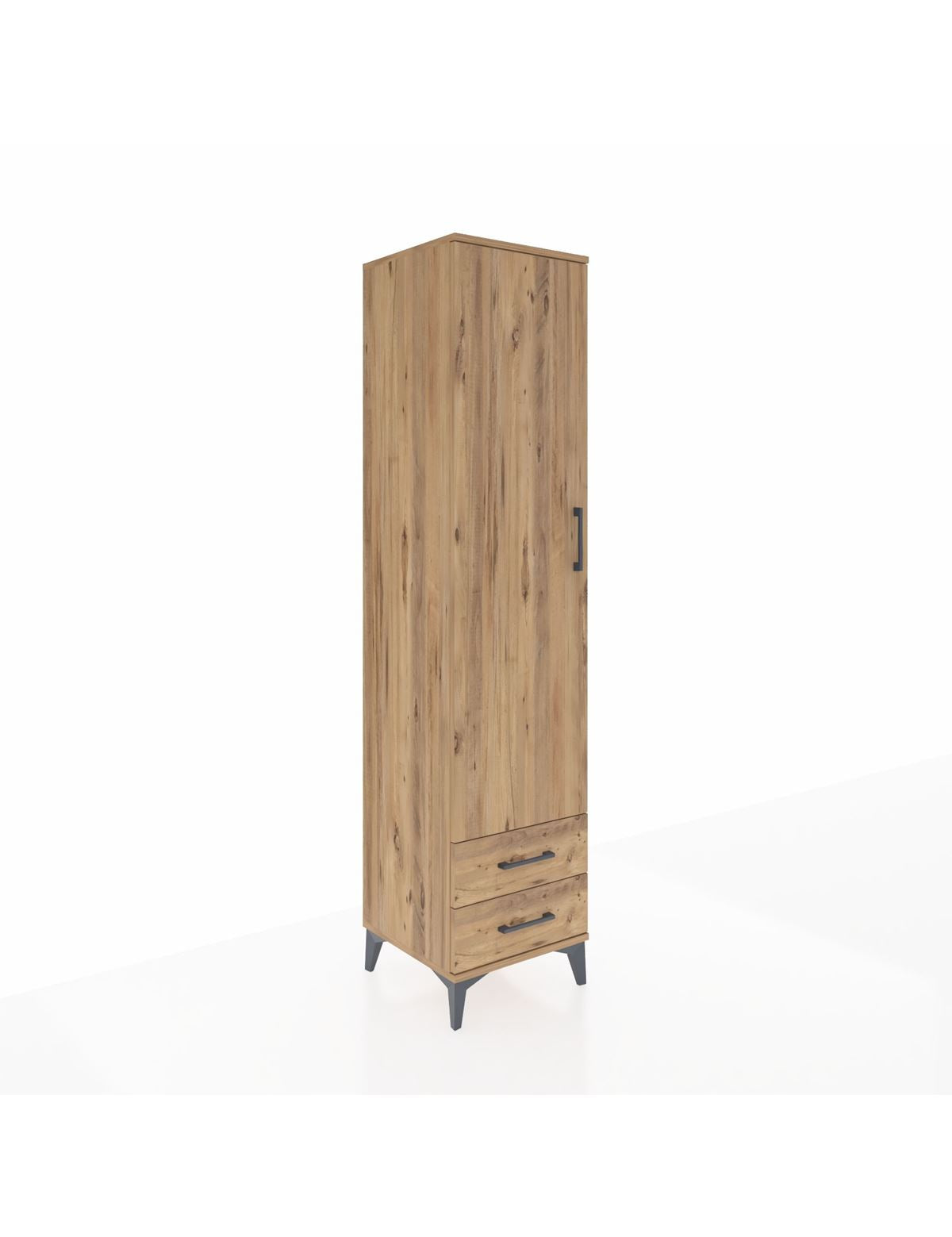 Hyperion Dolap 5 Raflı 2 Çekmeceli Tek Kapaklı 44x44x195 Çam-Çam