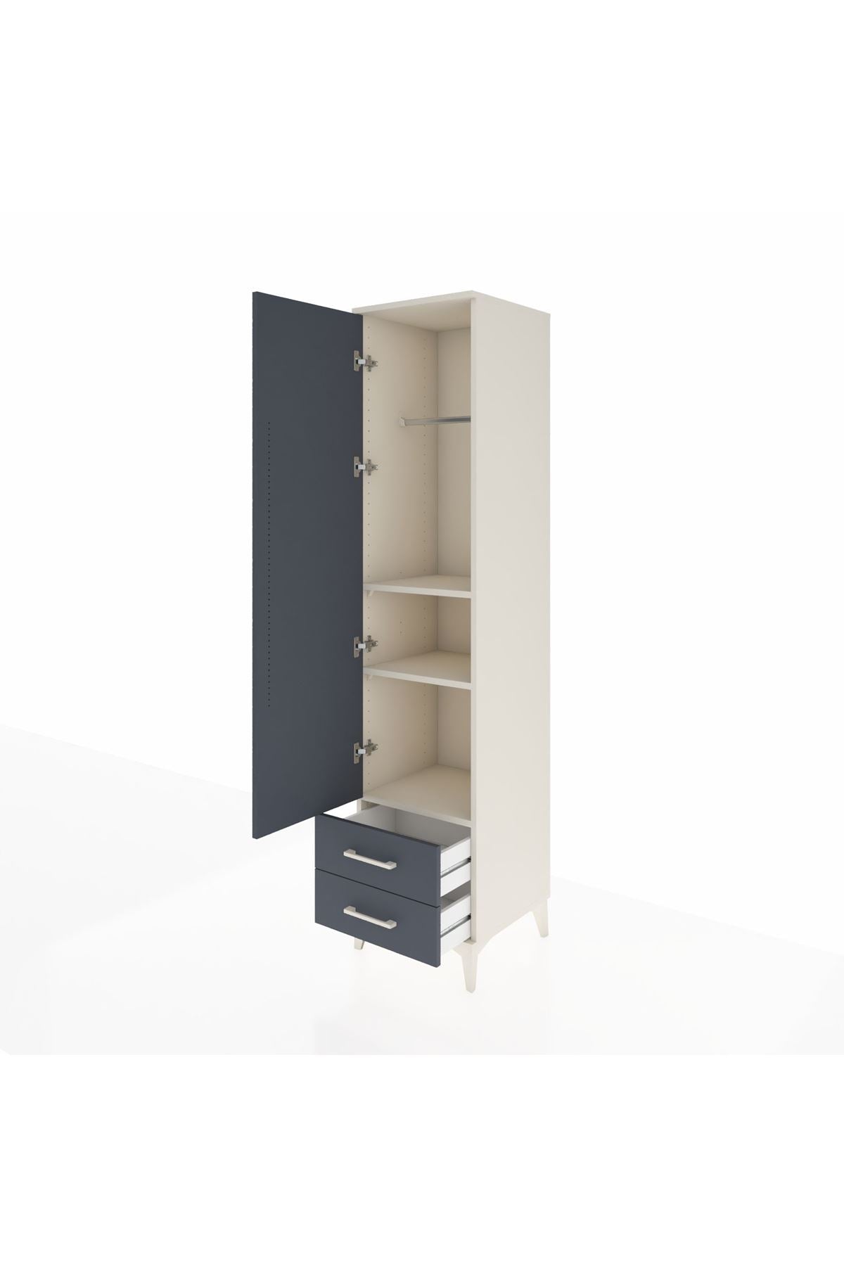 Hyperion Dolap 3 Raflı 2 Çekmeceli Tek Askılı 44x44x195 Aytaşı-Antrasit