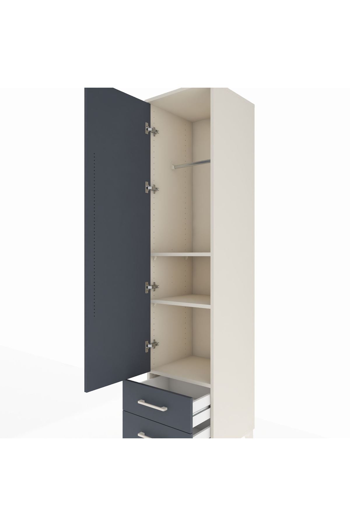 Hyperion Dolap 3 Raflı 2 Çekmeceli Tek Askılı 44x44x195 Aytaşı-Antrasit