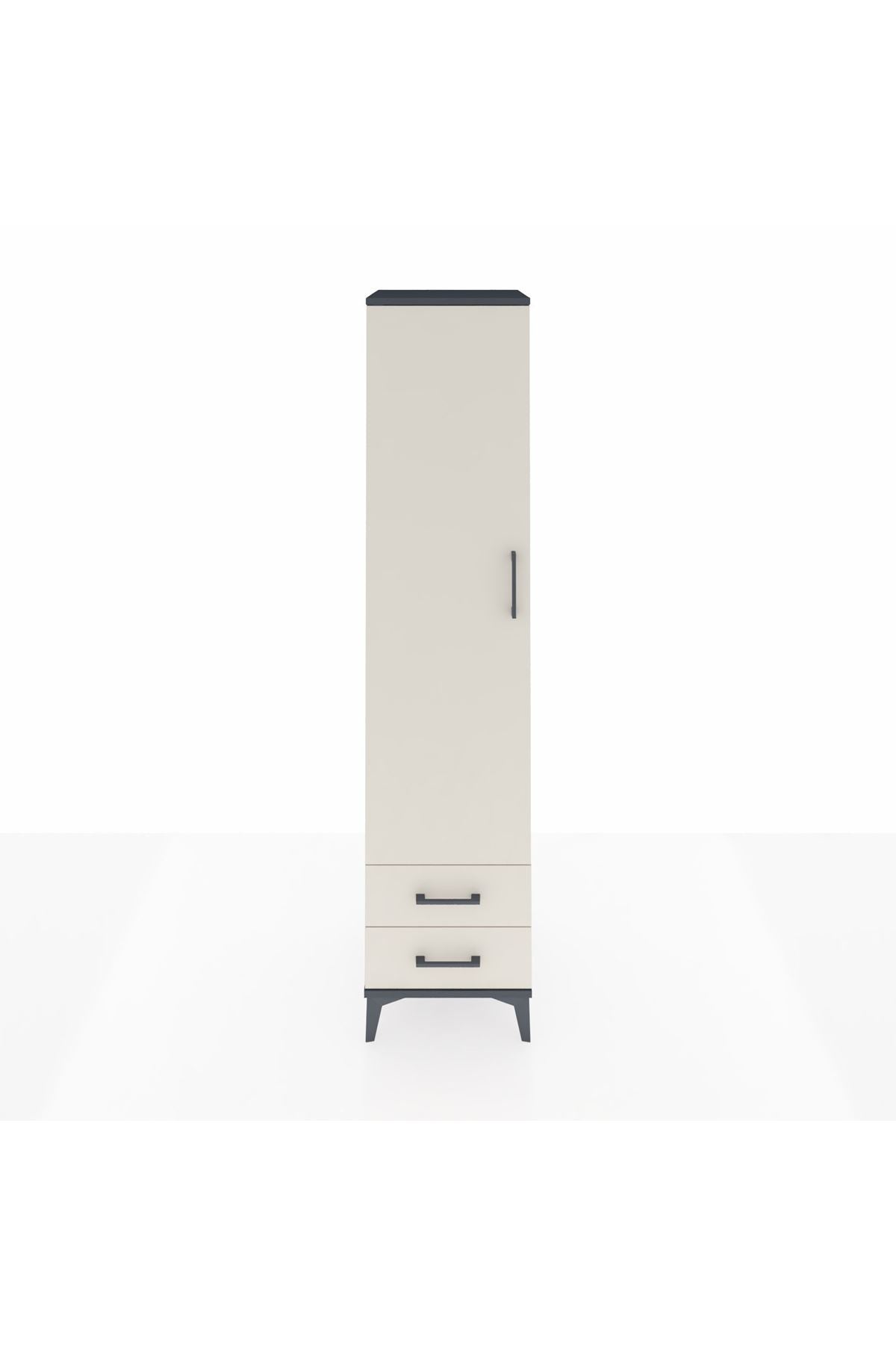 Hyperion Dolap 3 Raflı 2 Çekmeceli Tek Askılı 44x44x195 Antrasit-Aytaşı