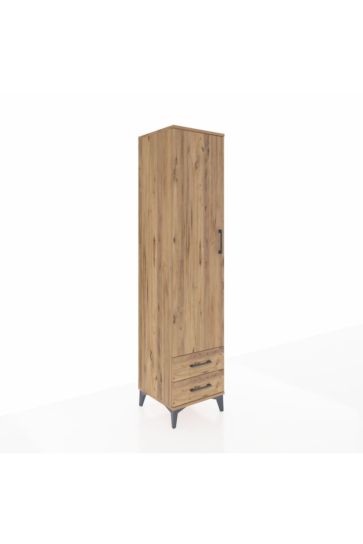 Hyperion Dolap 3 Raflı 2 Çekmeceli Tek Askılı 44x44x195 Çam-Çam