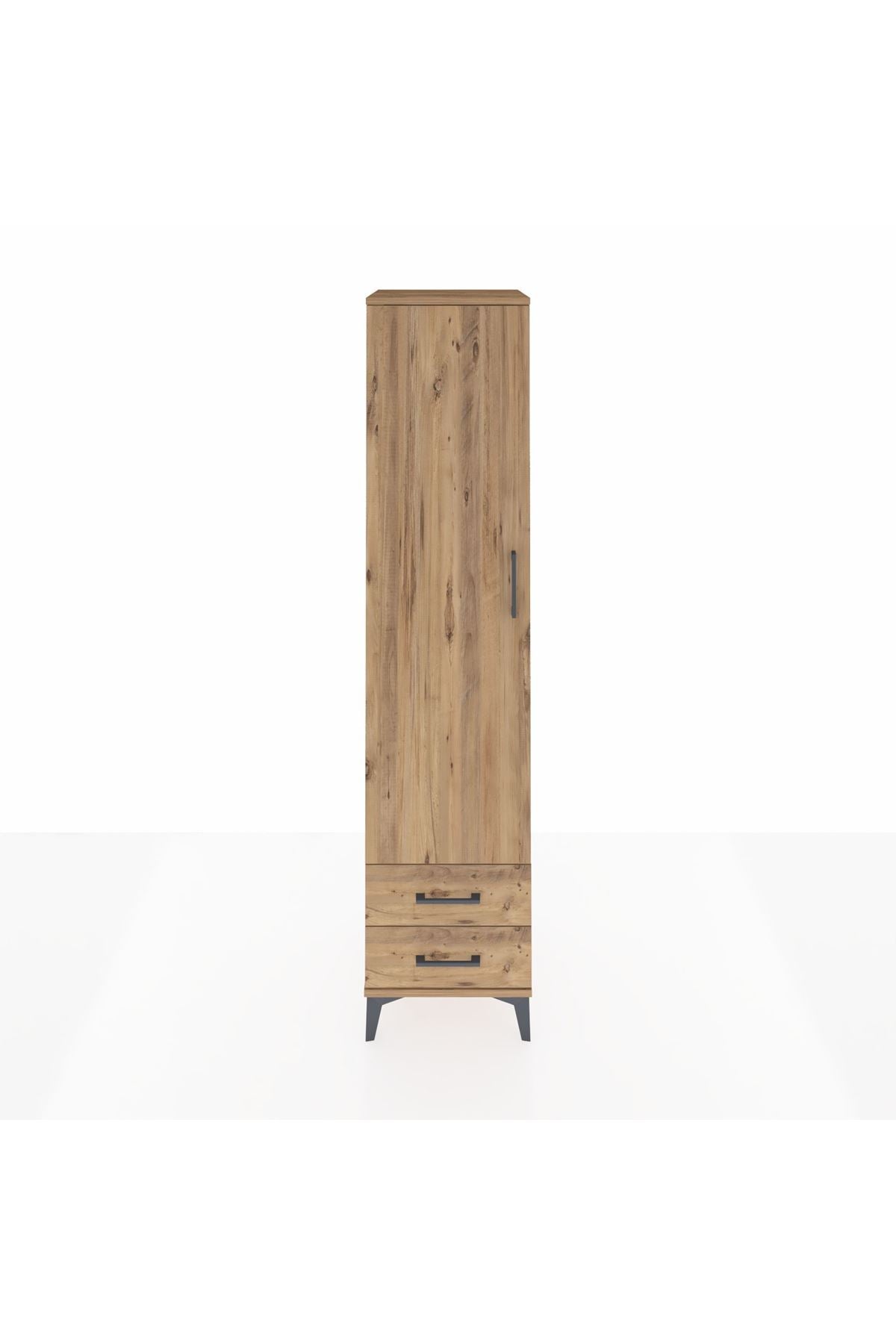 Hyperion Dolap 3 Raflı 2 Çekmeceli Tek Askılı 44x44x195 Çam-Çam