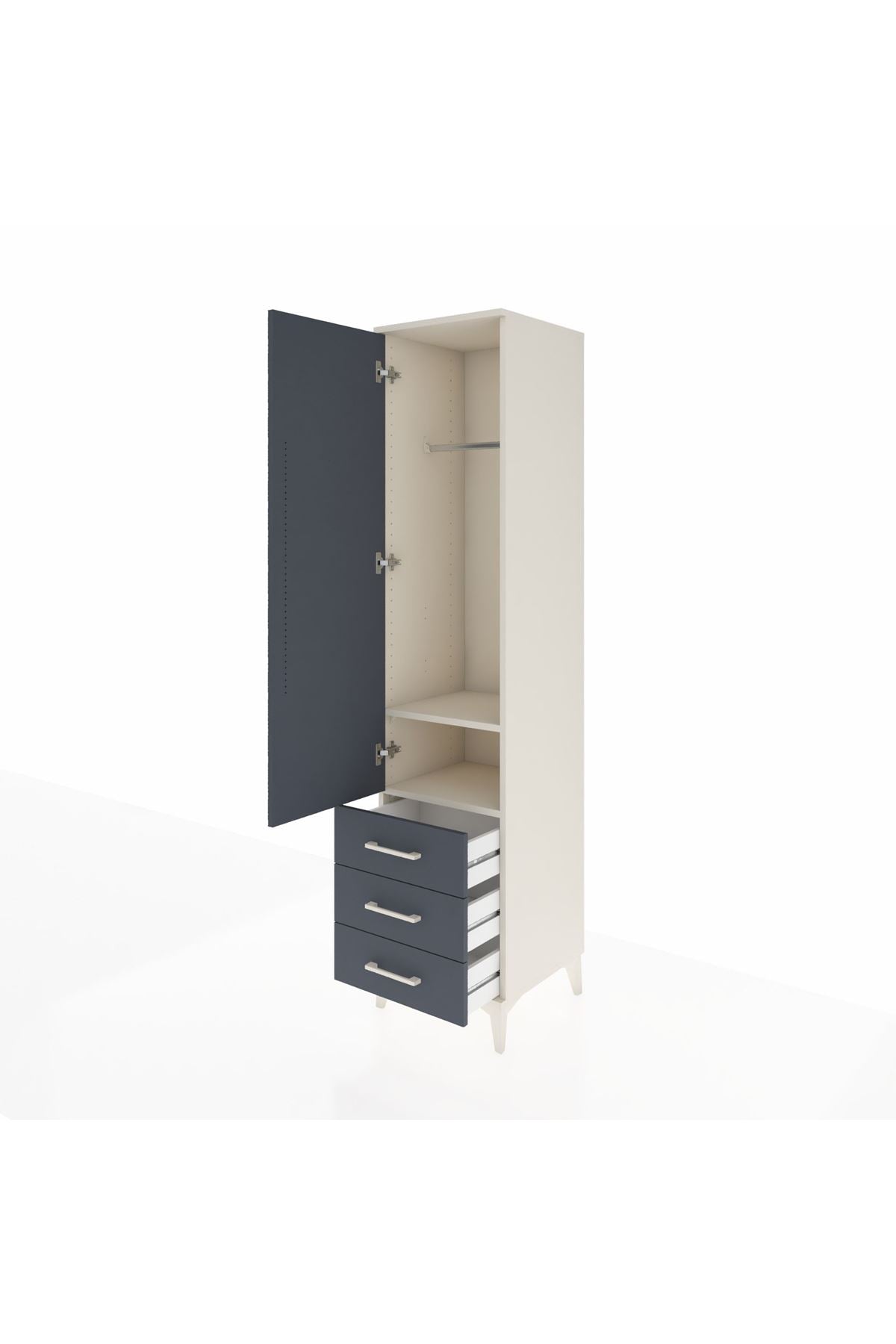 Hyperion Dolap 2 Raflı 3 Çekmeceli Tek Askılı 44x44x195 Aytaşı-Antrasit