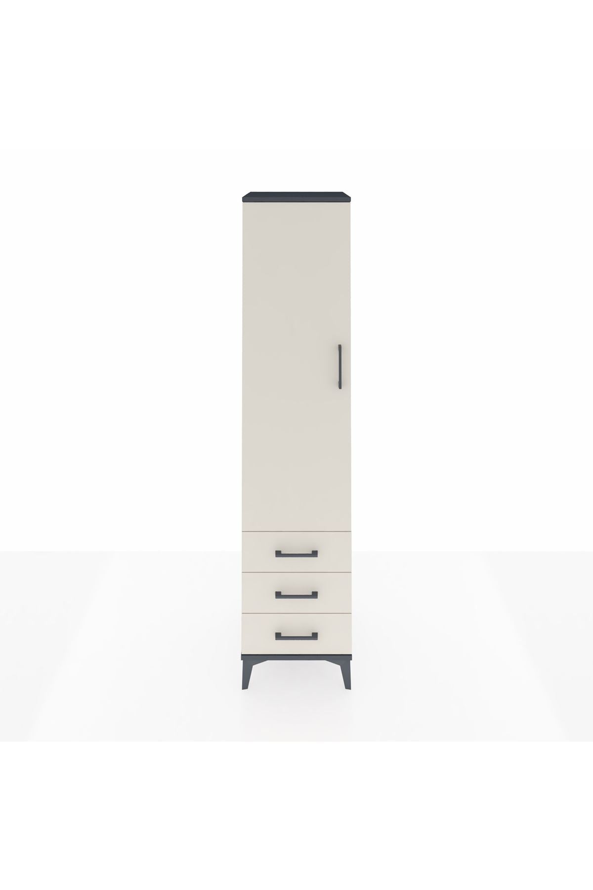 Hyperion Dolap 2 Raflı 3 Çekmeceli Tek Askılı 44x44x195 Antrasit-Aytaşı