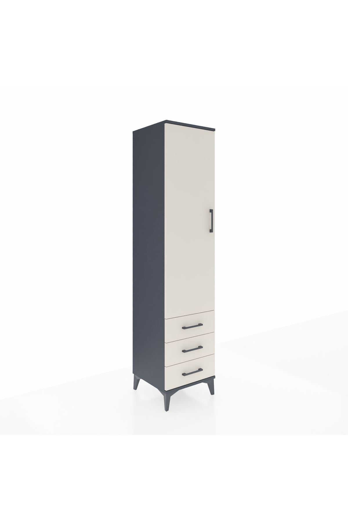 Hyperion Dolap 2 Raflı 3 Çekmeceli Tek Askılı 44x44x195 Antrasit-Aytaşı