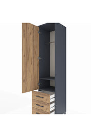 Hyperion Dolap 2 Raflı 3 Çekmeceli Tek Askılı 44x44x195 Antrasit-Çam