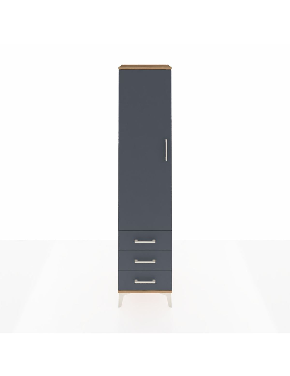 Hyperion Dolap 2 Raflı 3 Çekmeceli Tek Askılı 44x44x195 Çam-Antrasit