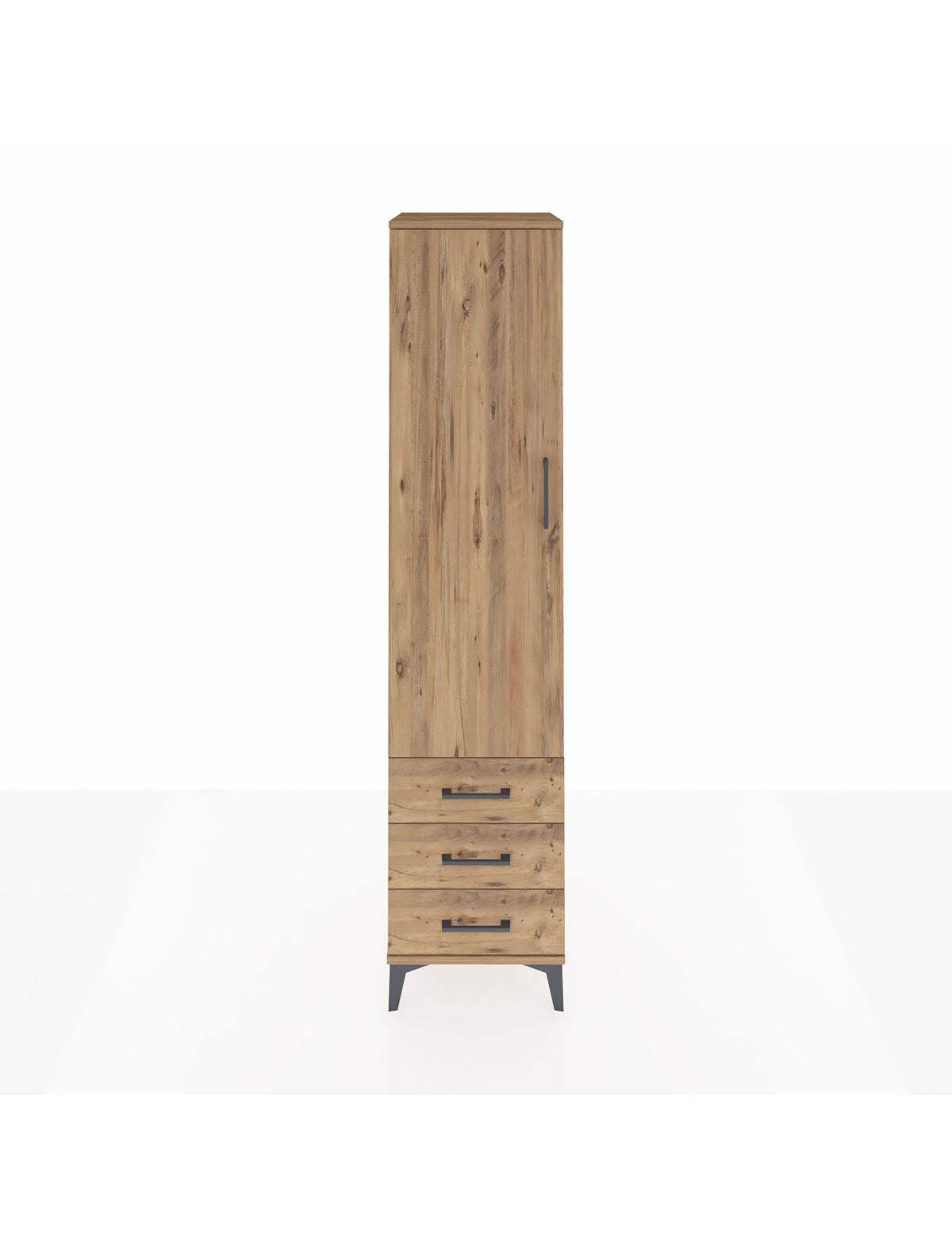 Hyperion Dolap 2 Raflı 3 Çekmeceli Tek Askılı 44x44x195 Çam-Çam