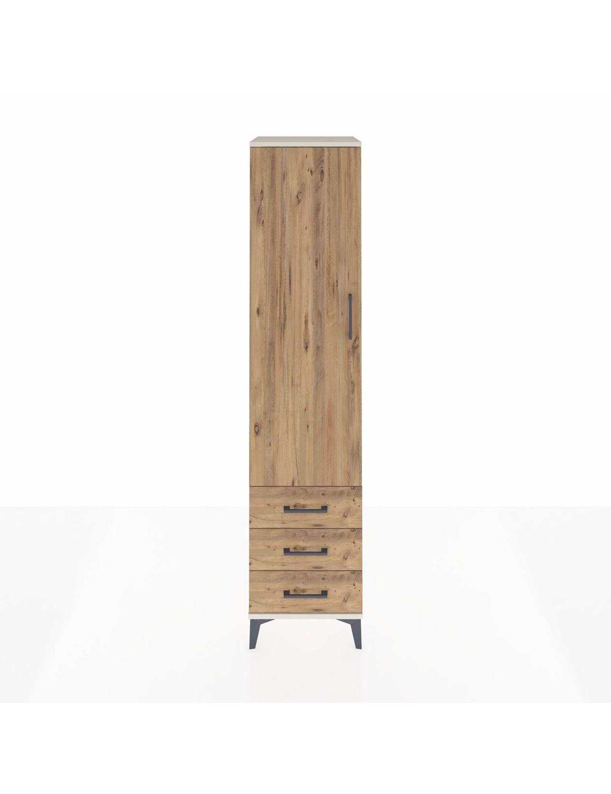 Hyperion Dolap 4 Raflı 3 Çekmeceli Tek Kapaklı 44x44x195 Aytaşı-Çam