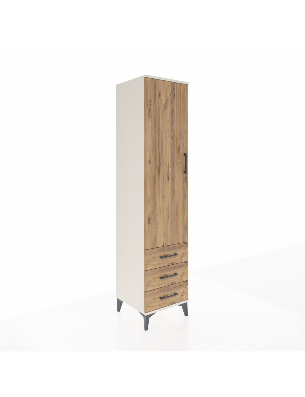 Hyperion Dolap 4 Raflı 3 Çekmeceli Tek Kapaklı 44x44x195 Aytaşı-Çam