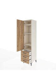 Hyperion Dolap 4 Raflı 3 Çekmeceli Tek Kapaklı 44x44x195 Aytaşı-Çam