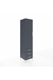 Hyperion Dolap 4 Raflı 3 Çekmeceli Tek Kapaklı 44x44x195 Antrasit-Antrasit