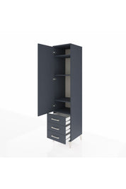 Hyperion Dolap 4 Raflı 3 Çekmeceli Tek Kapaklı 44x44x195 Antrasit-Antrasit