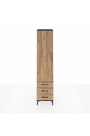 Hyperion Dolap 4 Raflı 3 Çekmeceli Tek Kapaklı 44x44x195 Antrasit-Çam