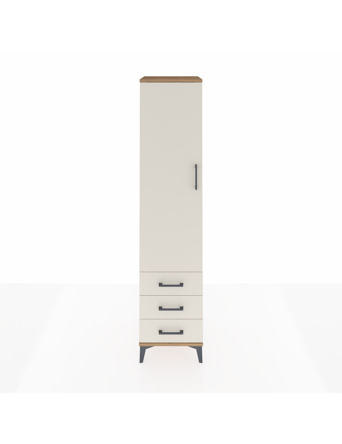 Hyperion Dolap 4 Raflı 3 Çekmeceli Tek Kapaklı 44x44x195 Çam-Aytaşı